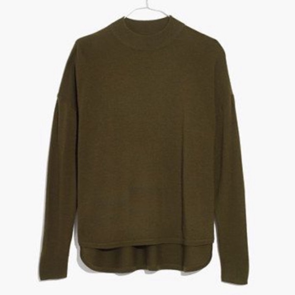 Madewell Merino Wool Mock Neck Sweater Size M Green
